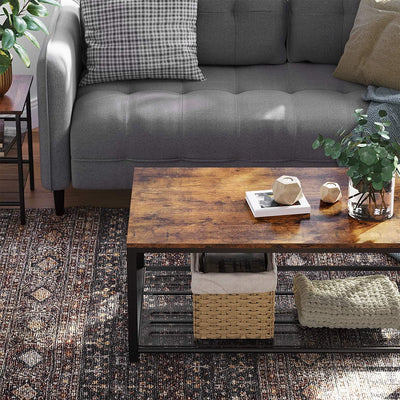 Coffee Table with Dense Mesh Shelf, Rustic Brown Payday Deals