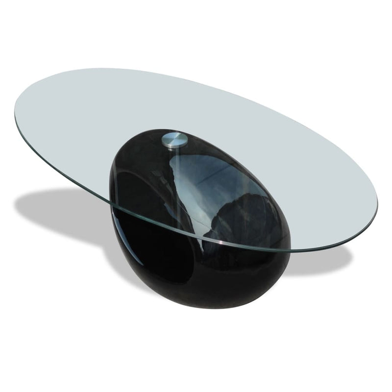 Coffee Table with Oval Glass Top High Gloss Black Payday Deals