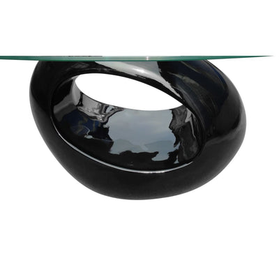 Coffee Table with Oval Glass Top High Gloss Black Payday Deals