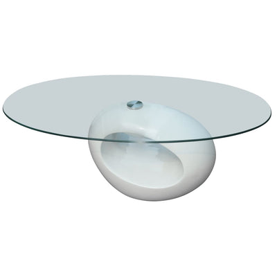 Coffee Table with Oval Glass Top High Gloss White Payday Deals