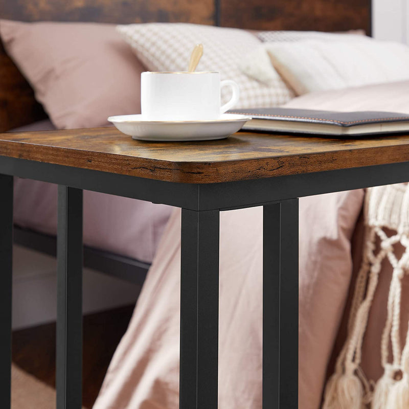 Coffee Table with Steel Frame and Castors Rustic Brown and Black Payday Deals