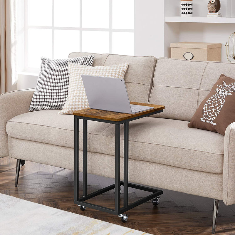 Coffee Table with Steel Frame and Castors, Rustic Brown and Black Payday Deals