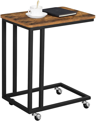 Coffee Table with Steel Frame and Castors, Rustic Brown and Black Payday Deals