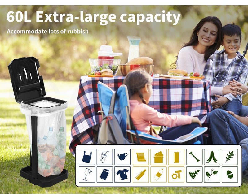 Collapsible Caravan Rubbish Bin Outdoor Garbage Can Trash Waste Basket 77 Bags Payday Deals