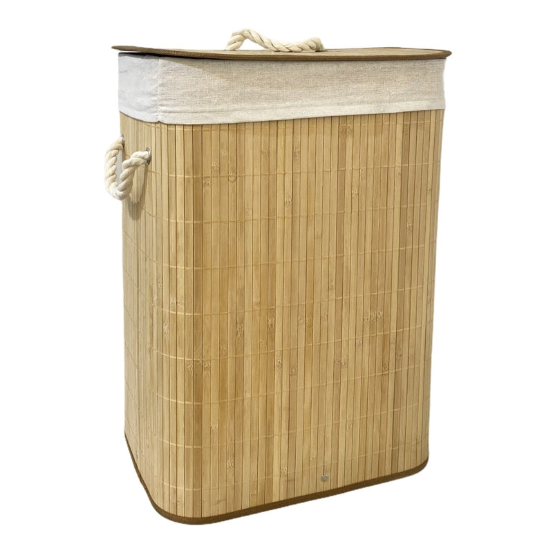 Collapsible Rectangular Bamboo Laundry Basket Clothes Bin Washing Hamper Payday Deals