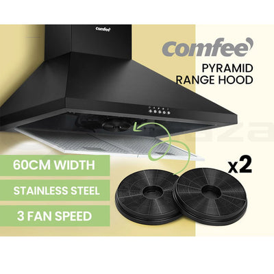 Comfee Rangehood 600mm Home Kitchen Wall Mount Canopy With 2 PCS Filter Replacement Payday Deals