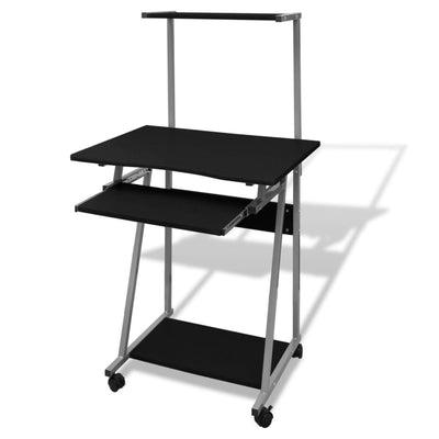 Computer Desk With Pull-out Keyboard Tray and Top Shelf Black Payday Deals
