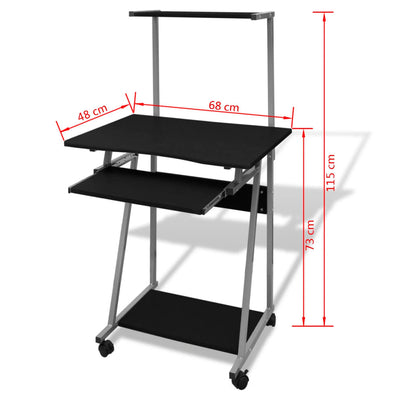Computer Desk With Pull-out Keyboard Tray and Top Shelf Black Payday Deals
