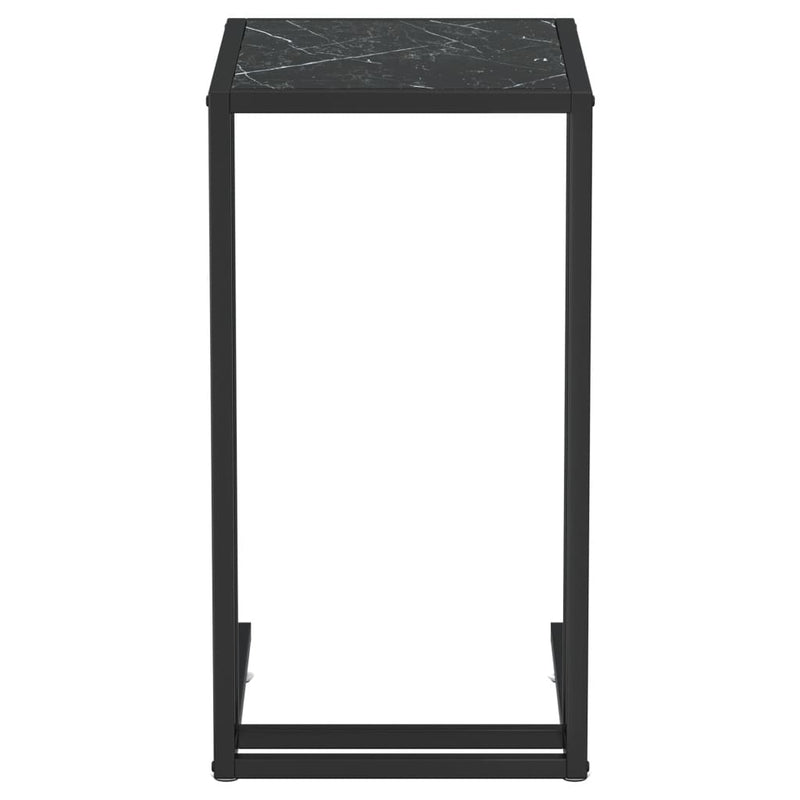 Computer Side Table Black Marble 50x35x65 cm Tempered Glass Payday Deals