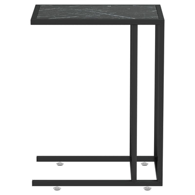 Computer Side Table Black Marble 50x35x65 cm Tempered Glass Payday Deals