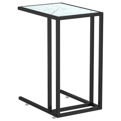 Computer Side Table White Marble 50x35x65 cm Tempered Glass Payday Deals