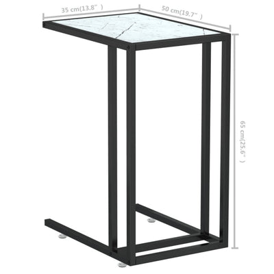Computer Side Table White Marble 50x35x65 cm Tempered Glass Payday Deals