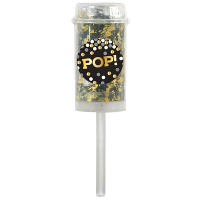 Confetti Poppers POP! Black, Silver & Gold Foil Push-Up Tubes 2 Pack