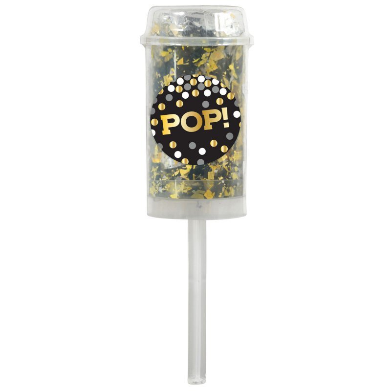 Confetti Poppers POP! Black, Silver & Gold Foil Push-Up Tubes 2 Pack Payday Deals