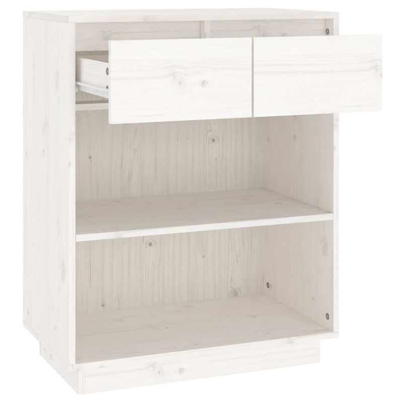 Console Cabinet White 60x34x75 cm Solid Wood Pine Payday Deals