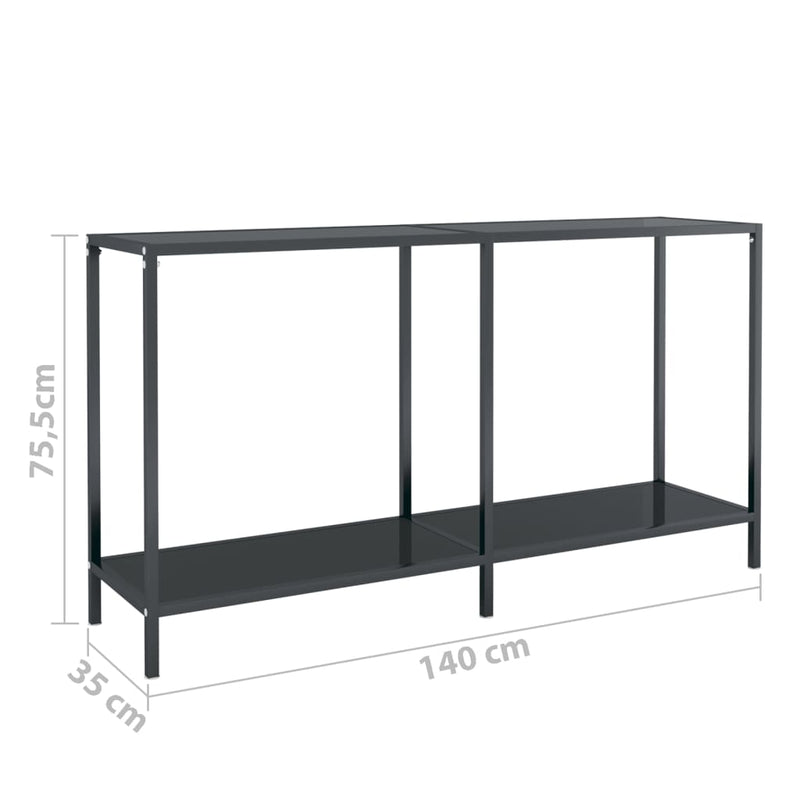 Console Table Black 140x35x75.5 cm Tempered Glass Payday Deals
