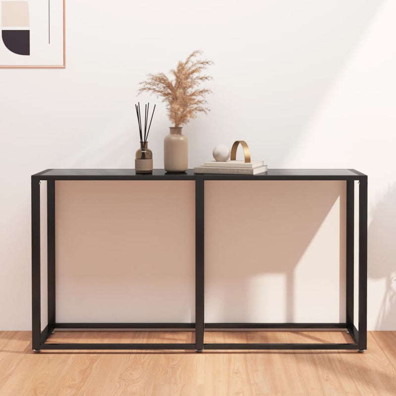 Console Table Black 140x35x75.5cm Tempered Glass Payday Deals