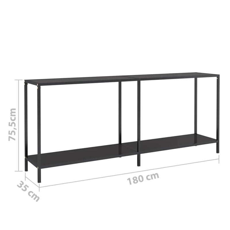 Console Table Black 180x35x75.5 cm Tempered Glass Payday Deals