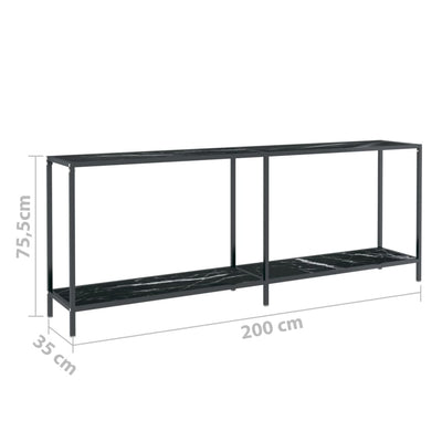 Console Table Black 200x35x75.5 cm Tempered Glass Payday Deals