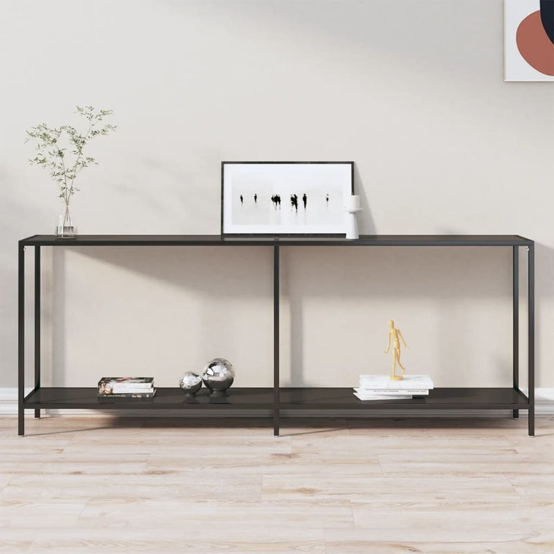 Console Table Black 200x35x75.5 cm Tempered Glass Payday Deals