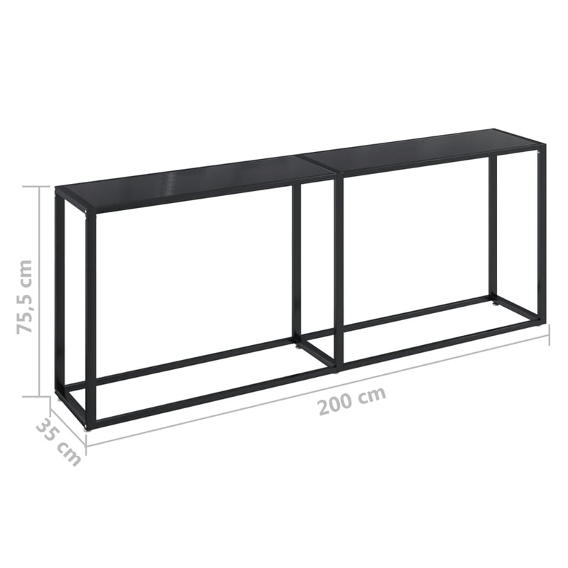 Console Table Black 200x35x75.5cm Tempered Glass Payday Deals