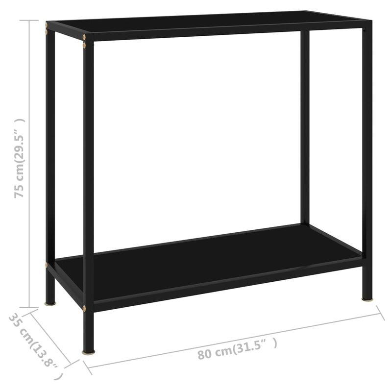 Console Table Black 80x35x75 cm Tempered Glass Payday Deals