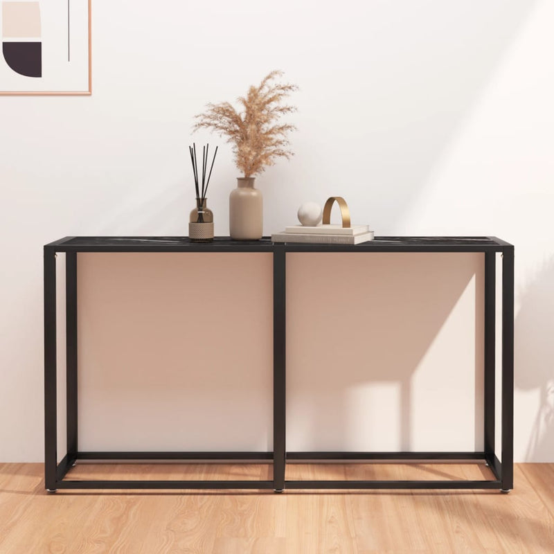 Console Table Black Marble 140x35x75.5cm Tempered Glass Payday Deals