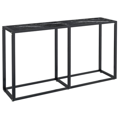 Console Table Black Marble 140x35x75.5cm Tempered Glass Payday Deals