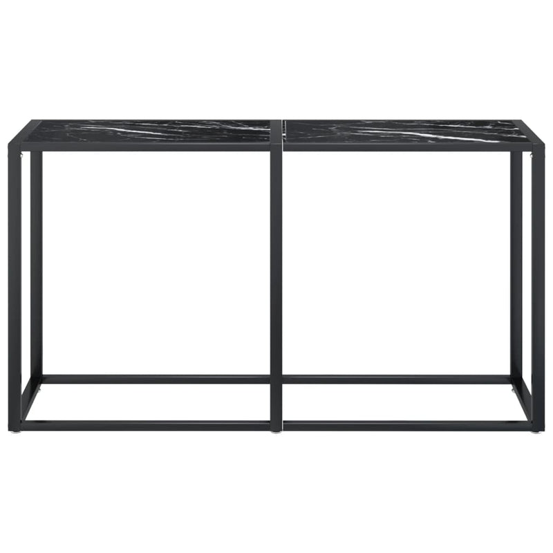 Console Table Black Marble 140x35x75.5cm Tempered Glass Payday Deals