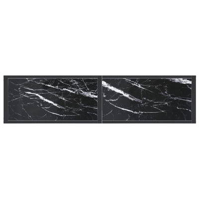 Console Table Black Marble 140x35x75.5cm Tempered Glass Payday Deals