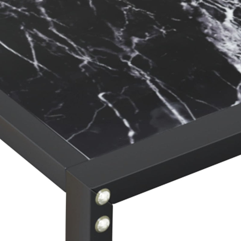 Console Table Black Marble 140x35x75.5cm Tempered Glass Payday Deals