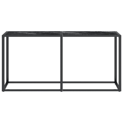 Console Table Black Marble 160x35x75.5cm Tempered Glass Payday Deals
