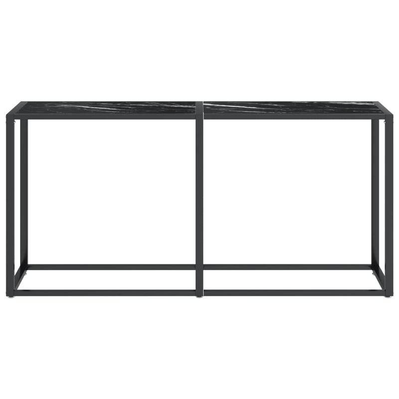 Console Table Black Marble 160x35x75.5cm Tempered Glass Payday Deals