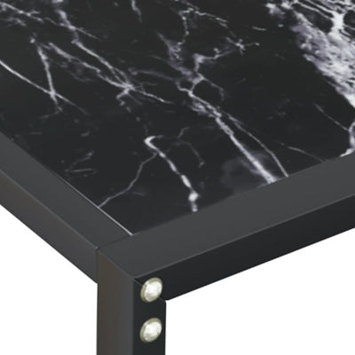 Console Table Black Marble 180x35x75.5cm Tempered Glass Payday Deals