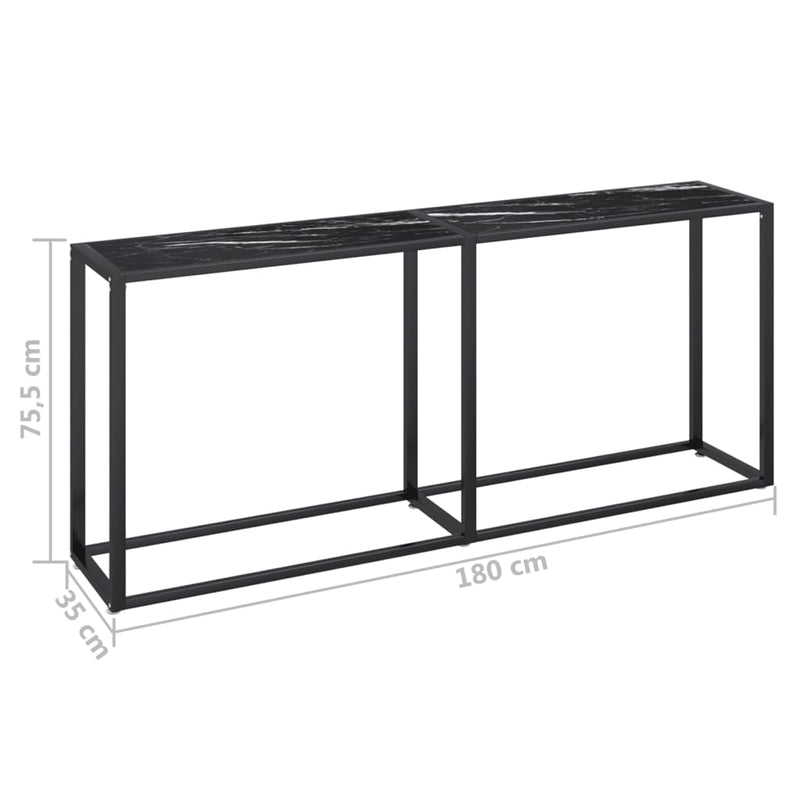 Console Table Black Marble 180x35x75.5cm Tempered Glass Payday Deals