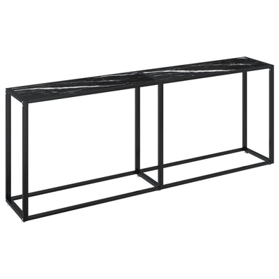 Console Table Black Marble 200x35x75.5cm Tempered Glass Payday Deals