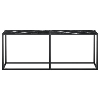 Console Table Black Marble 200x35x75.5cm Tempered Glass Payday Deals