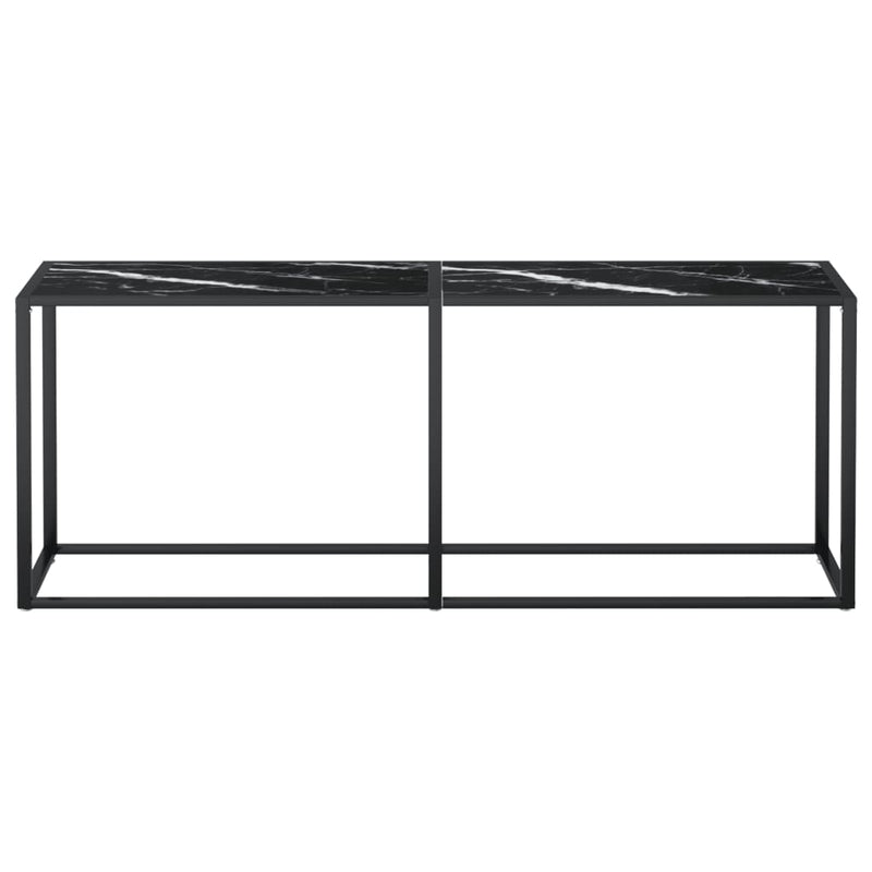 Console Table Black Marble 200x35x75.5cm Tempered Glass Payday Deals