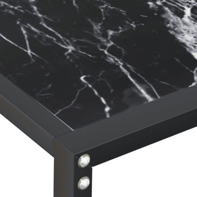 Console Table Black Marble 200x35x75.5cm Tempered Glass Payday Deals