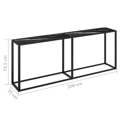 Console Table Black Marble 200x35x75.5cm Tempered Glass Payday Deals