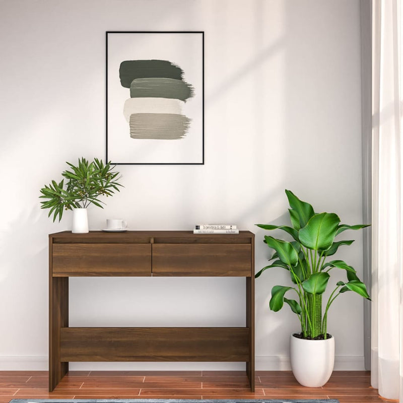 Console Table Brown Oak 100x35x76.5 cm Chipboard Payday Deals