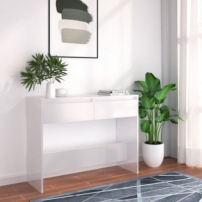 Console Table High Gloss White 100x35x76.5 cm Chipboard Payday Deals