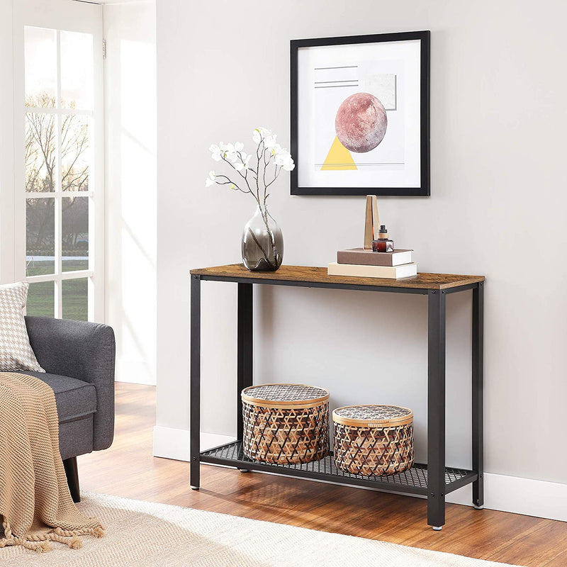 Console Table Metal Frame, Rustic Brown Payday Deals