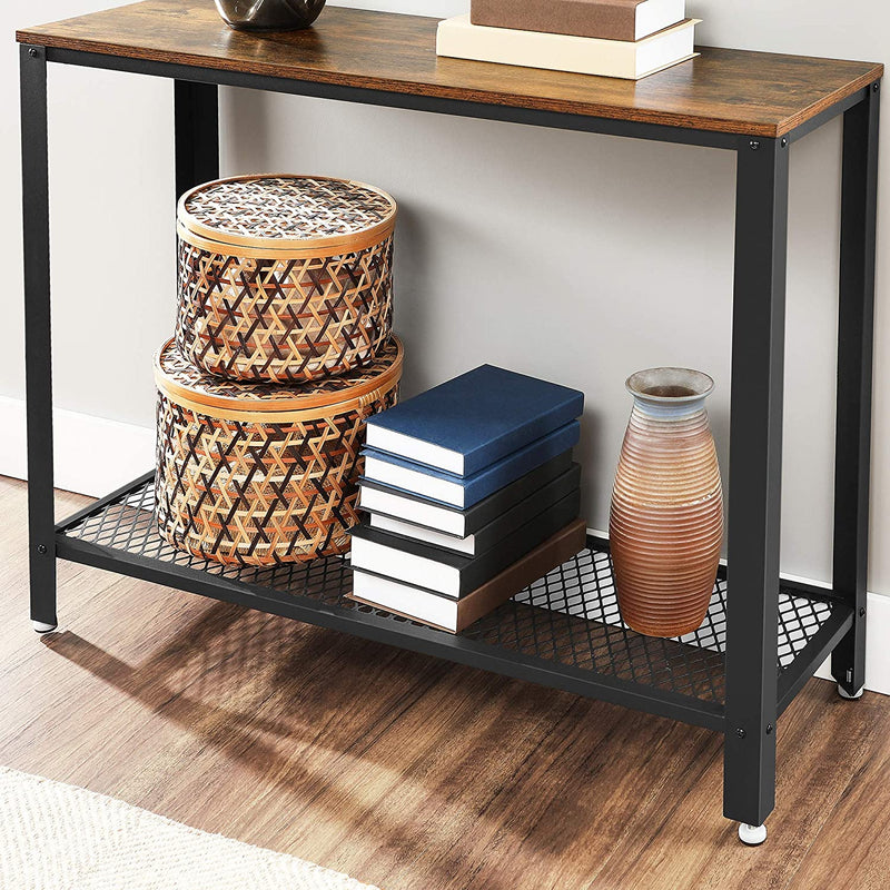 Console Table Metal Frame, Rustic Brown Payday Deals