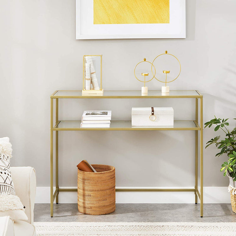 Console Table Metal Frame with 2 Shelves Adjustable Feet Payday Deals