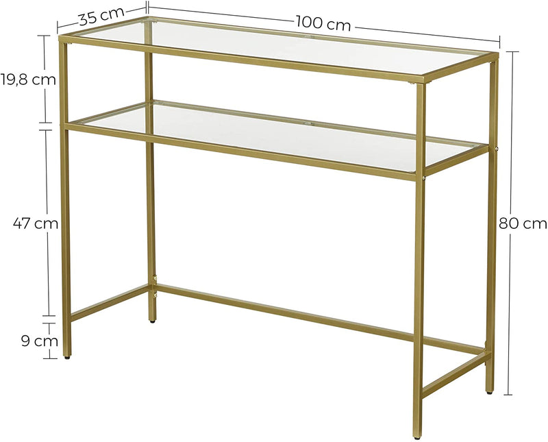 Console Table Metal Frame with 2 Shelves Adjustable Feet Payday Deals