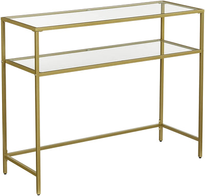 Console Table Metal Frame with 2 Shelves, Adjustable Feet