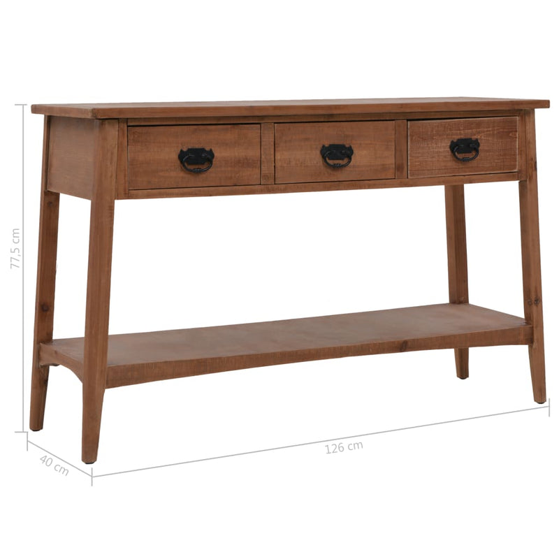 Console Table Solid Fir Wood 126x40x77.5 cm Brown Payday Deals