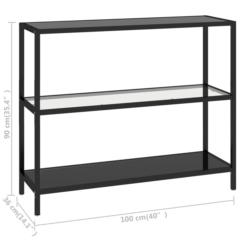 Console Table Transparent and Black 100x36x90 cm Tempered Glass Payday Deals