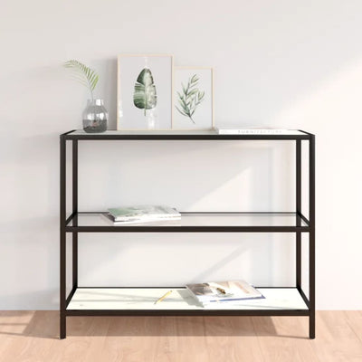 Console Table Transparent and White Marble 100x36x90 cm Tempered Glass